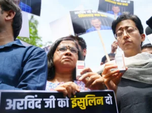 Arvind Kejriwal's sugar levels crossed 300': Atishi as AAP stages 'insulin' protest outside Delhi's Tihar jail